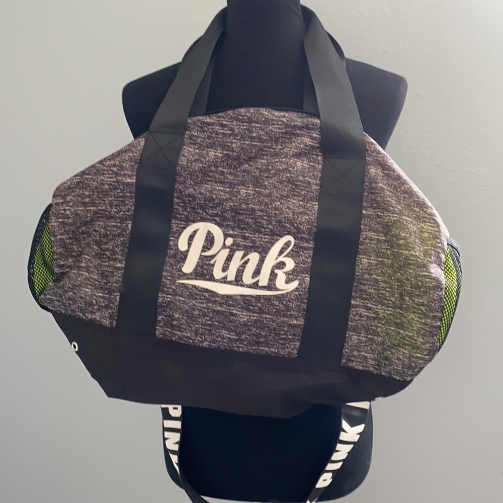 Marl blackish grey & yellow gym bag duffle bag